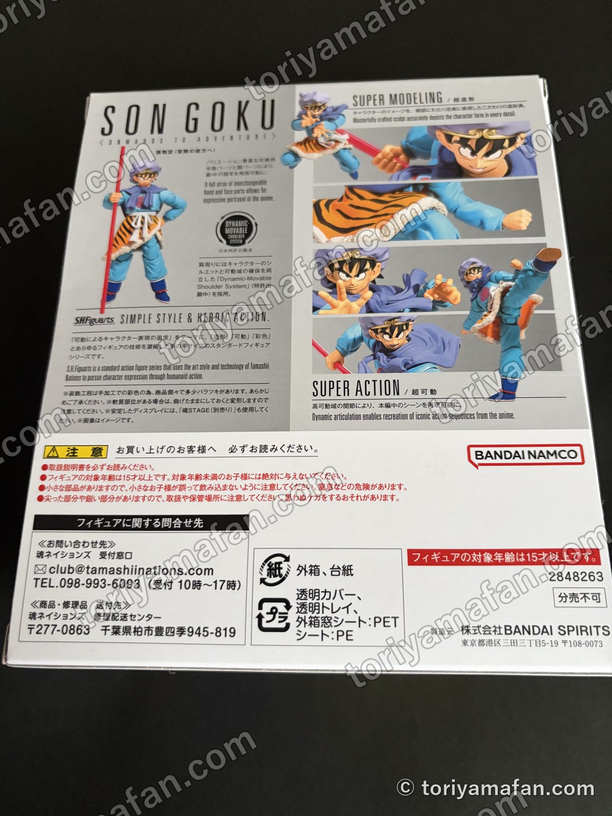 外箱の背面。フィギュアの写真と説明
